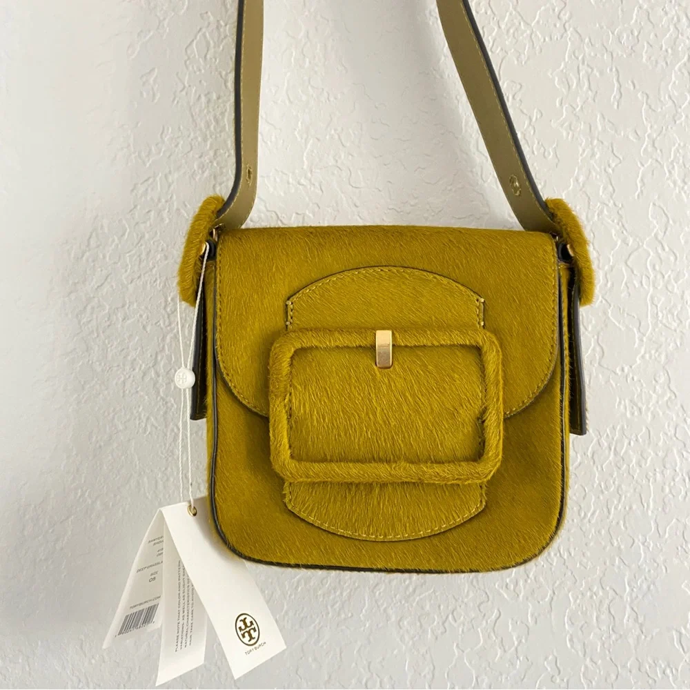Tory Burch Sawyer green Calf Hair Bag